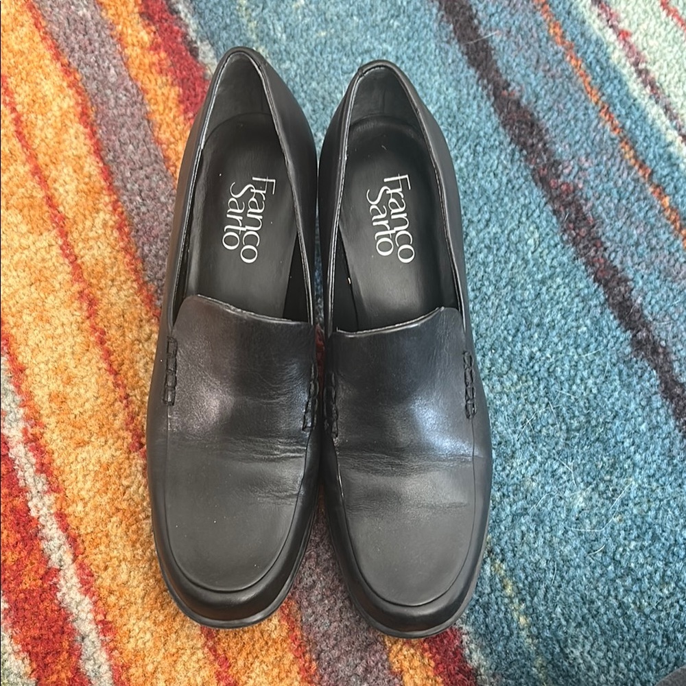 Franco Sarto Black Leather Slip-On Loafers